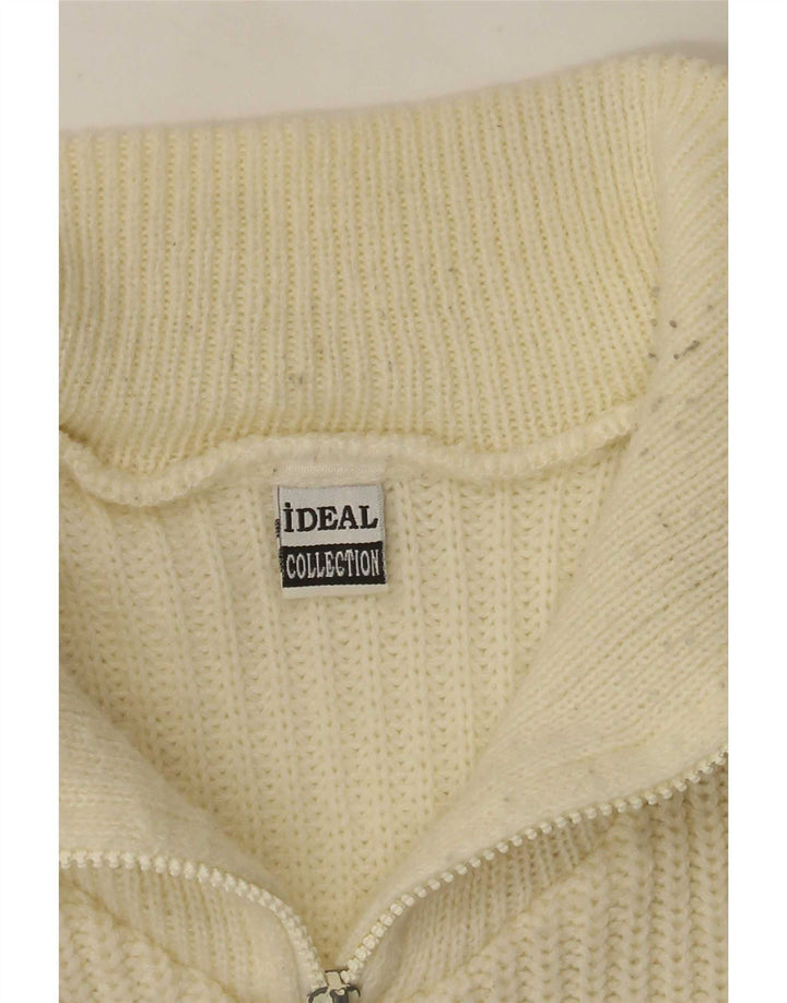 Idealer Herren-Pullover mit Reißverschluss am Hals, groß, gebrochenes Weiß, Farbblock