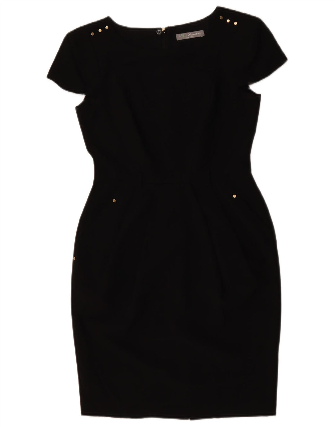 Marks & Spencer Damen Petite Etuikleid UK 8 Small Schwarz Polyester