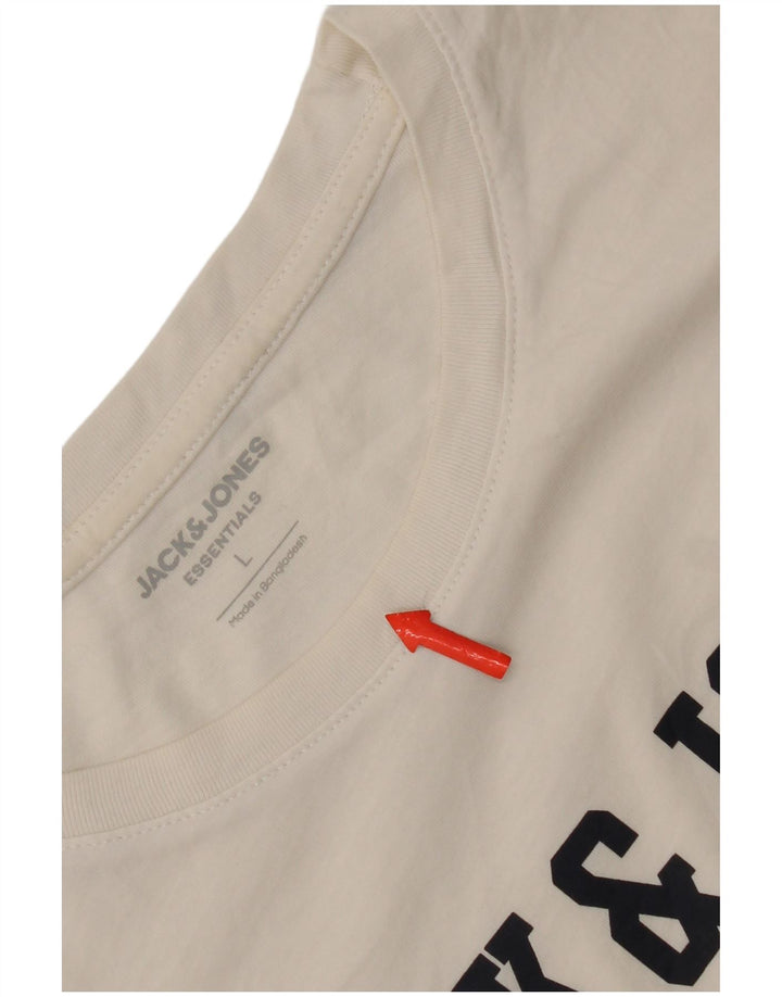 Jack & Jones Herren-T-Shirt mit Grafik, Größe L, aus weißer Baumwolle