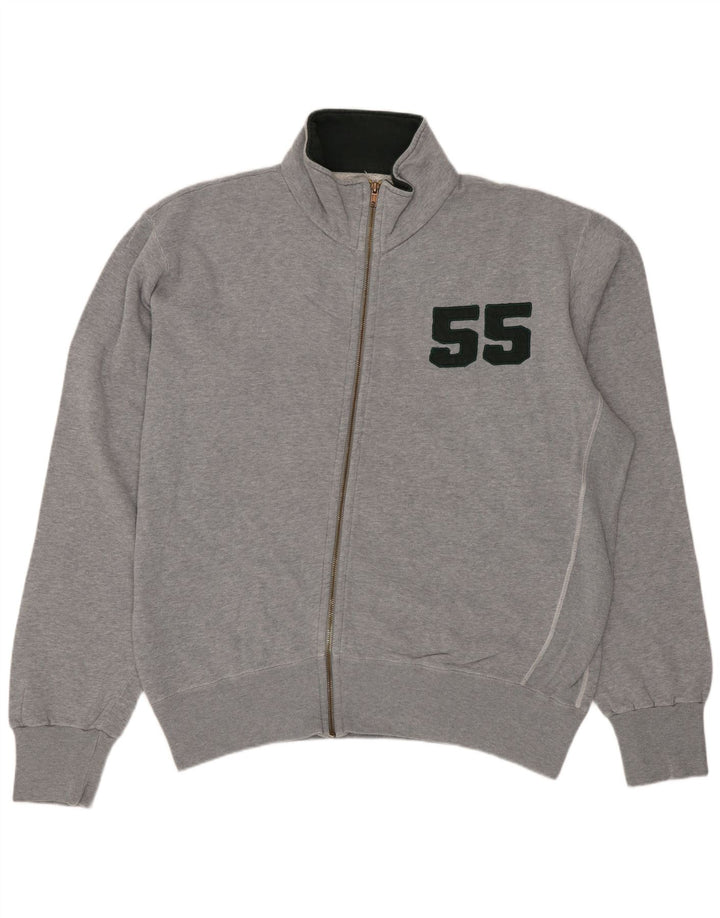 VINTAGE Herren-Trainingsanzugoberteil mit Grafik, XL, graue Baumwolle