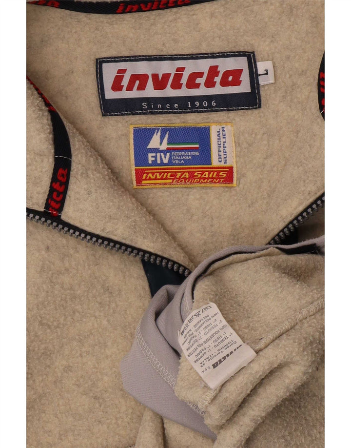 Invicta Herren-Fleecepullover mit Reißverschluss am Hals, groß, beige, Farbblock-Polyester