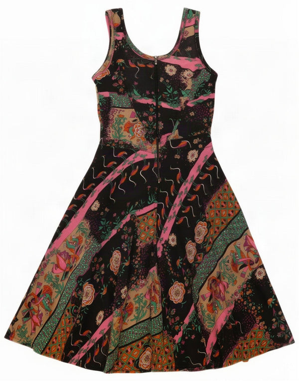 Ärmelloses A-Linien-Kleid für Damen im Vintage-Stil, IT 42, Mittel, mehrfarbig, mit Blumenmuster