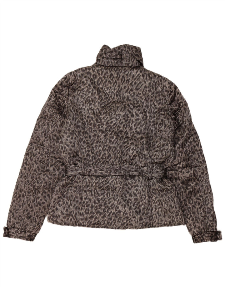 Zara Damen Windjacke UK 14 Mittelgraues Polyester mit Animal-Print