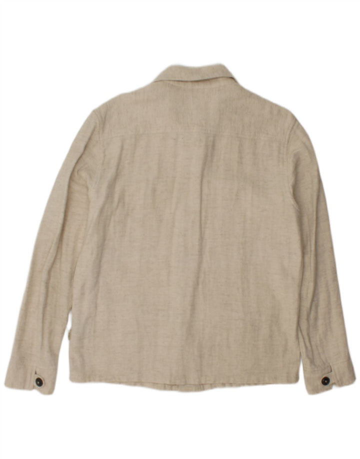 Jack & Jones Herren Overshirt Hemd Small Beige Leinen