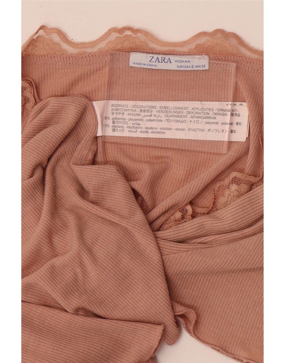 Zara Damen T-Shirt Top UK 8 Small Orange Polyamid