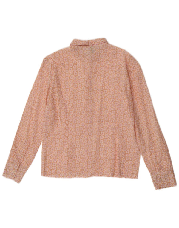 Benetton Damen-Hemd UK 12 Mittelorange geblümt