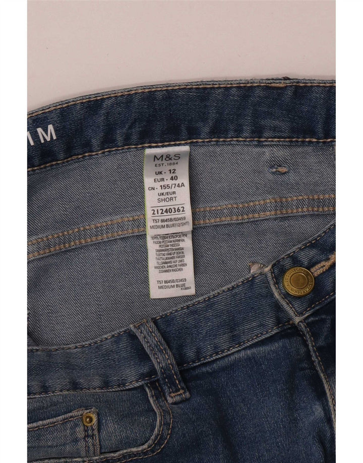 Marks & Spencer Damen Slim Jeans UK 12 Medium W32 L28 Blau geblümt
