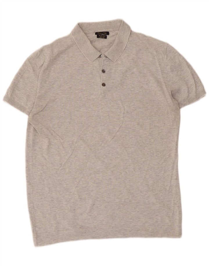 Massimo Dutti Herren Poloshirt Mittelgrau meliert
