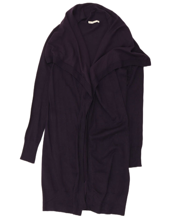 Zara Damen Longline Open Cardigan Pullover UK 12 Medium Marineblau Viskose