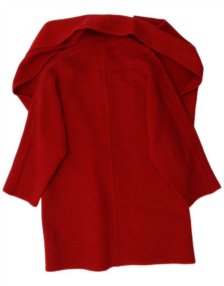 Vintage Damen Mantel mit Vorderkrawatte UK 18 XL Rote Wolle