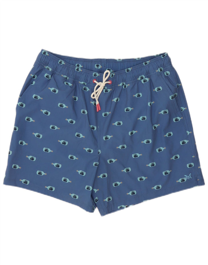 Crew Clothing Herren Badeshorts mit Grafik, XL, Blau, Polyester