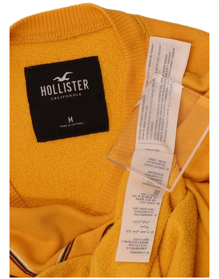HOLLISTER Damen Crop Graphic Sweatshirt Pullover UK 14 Mittelgelbe Baumwolle