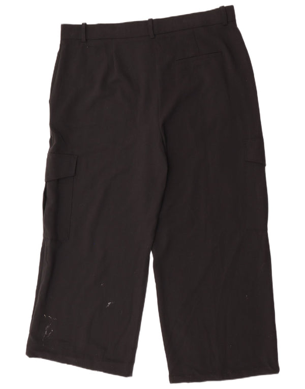 Marks & Spencer Damen Crop Straight Cargohose UK 18 XL W38 L25 Schwarz