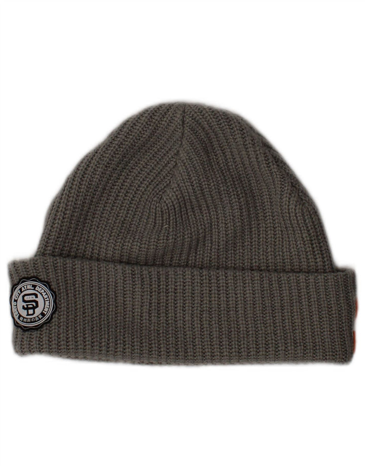 Superdry Herren Strickmütze mit Grafik, Einheitsgröße, graues Acryl-Logo