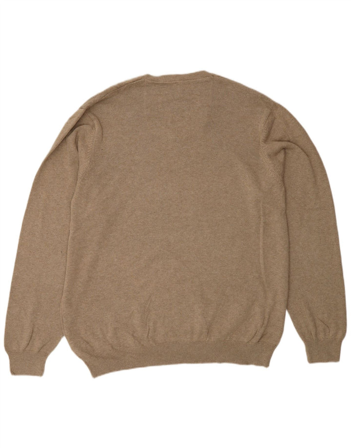 Marks & Spencer Herren-Pullover, reguläre Passform, V-Ausschnitt, XL, beige Baumwolle
