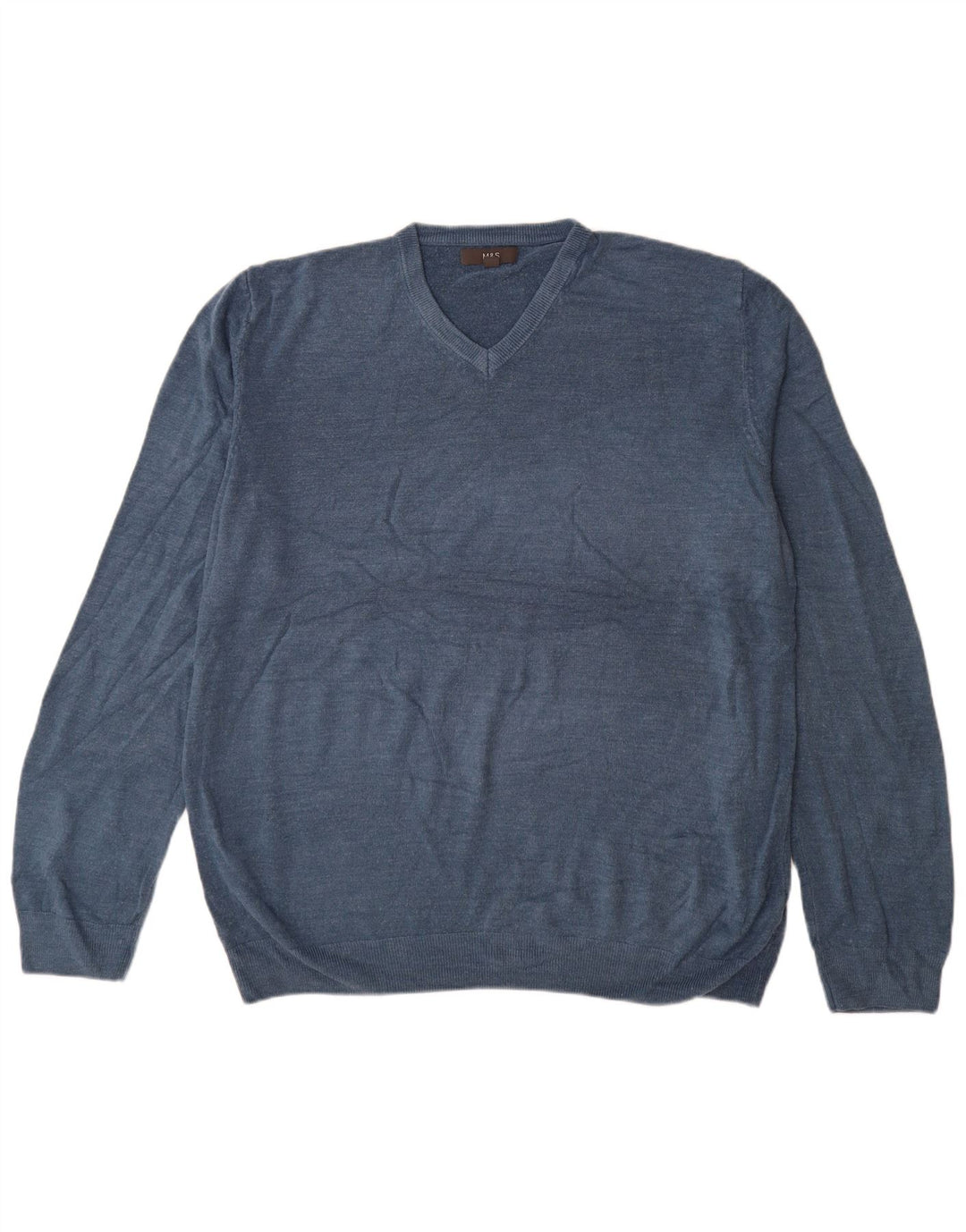 Marks & Spencer Herren-Pullover mit V-Ausschnitt, 3XL, blaues Acryl