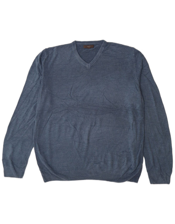 Marks & Spencer Mens V-Neck Jumper Sweater 3XL Blue Acrylic