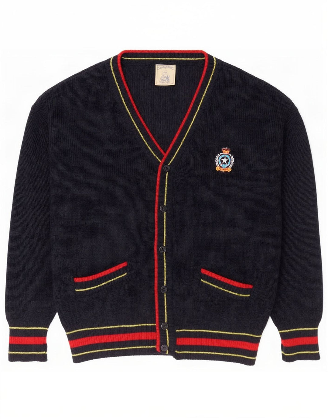 Vintage Herren Cardigan Pullover Große Marineblaue Wolle