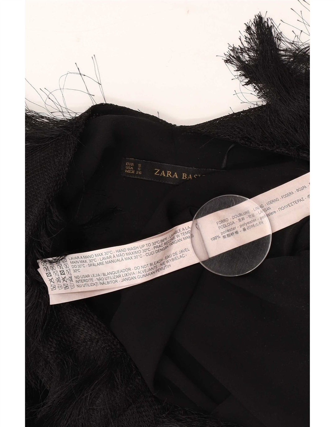 Ärmelloses Crop-Blusenoberteil für Damen von Zara, Gr. 10, Größe S, Schwarz, Polyester