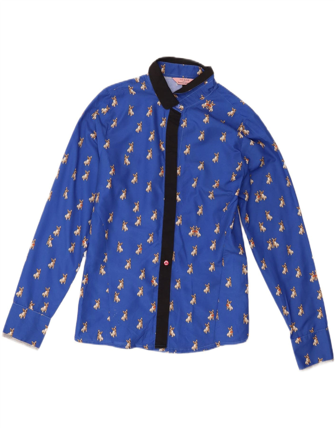 Ted Baker Damen-Hemd, Größe 2, klein, blau, Polyester mit Tiermuster