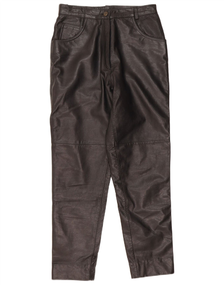 Gerade Damen-Lederhose von Front Line, W30, L28, schwarzes Leder