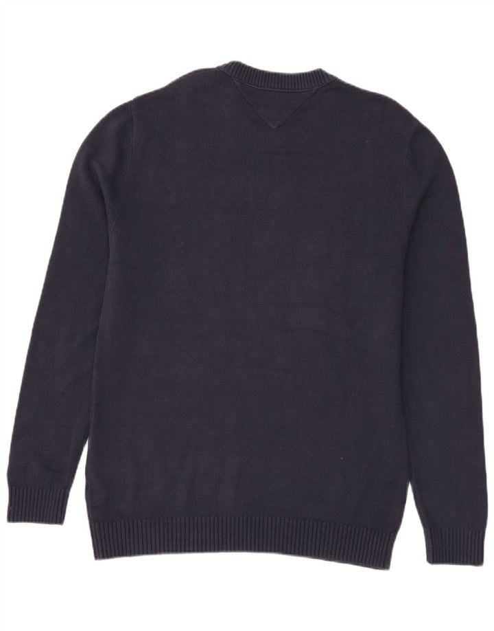 Tommy Hilfiger Herren-Pullover mit Rundhalsausschnitt, mittlere marineblaue Baumwolle