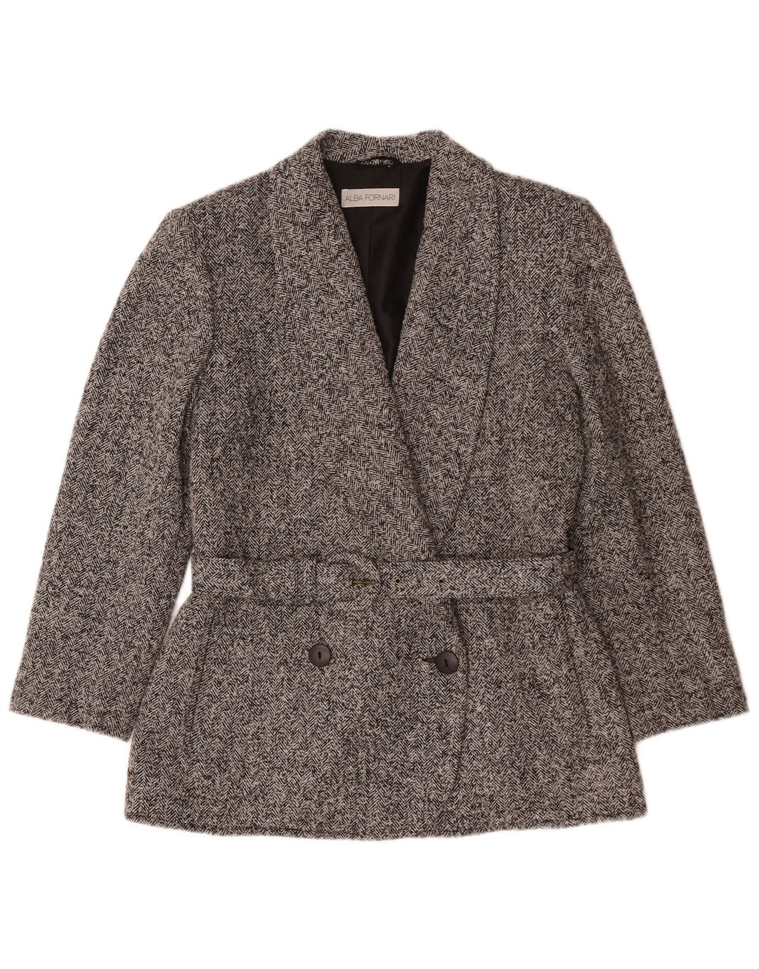 Alba Fornari Damen Blazer Blazer Jacke IT 46 Großes graues Fischgrätenmuster