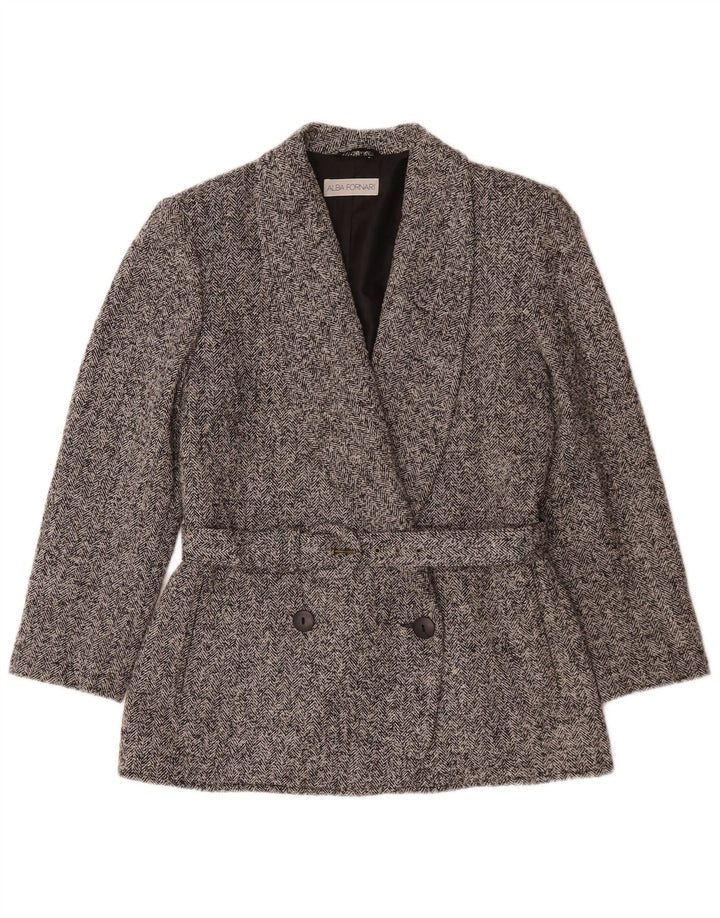 Alba Fornari Damen Blazer Blazer Jacke IT 46 Großes graues Fischgrätenmuster