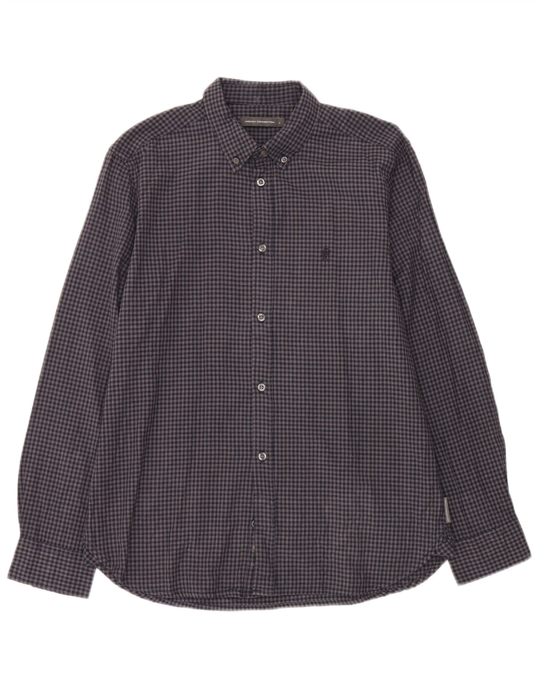 French Connection Herren-Flanellhemd, groß, marineblau, Gingham-Baumwolle