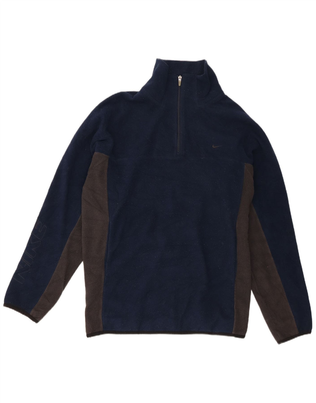 Nike Herren-Fleecepullover mit durchgehendem Reißverschluss und Grafik, XL, marineblaues Farbblock-Polyester