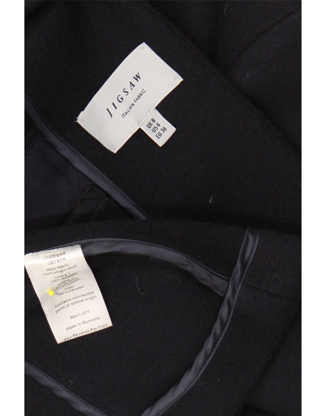 JIGSAW Damen-Blazerjacke mit 1 Knopf, Größe S, Marineblau, Schurwolle