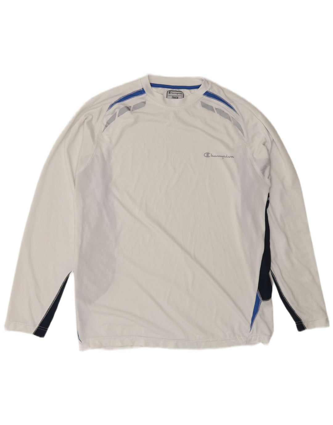 Champion Herren-Oberteil mit lockerer Passform, langärmelig, klein, weiß, Farbblock-Polyester