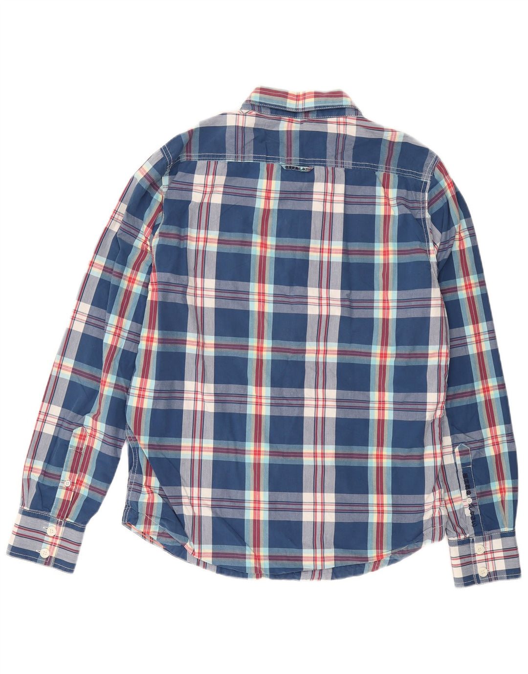 SUPERDRY Herrenhemd XL, blau kariert, Baumwolle
