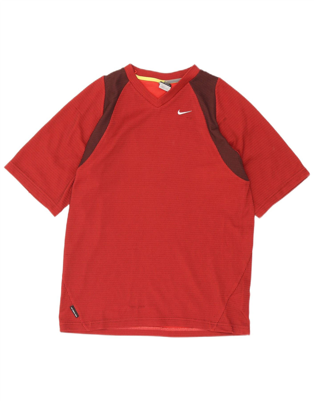 Nike Herren-T-Shirt-Oberteil, mittleres Burgunderrot, Farbblock-Polyester