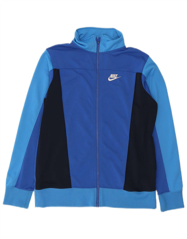 Nike Jungen-Trainingsanzug-Top-Jacke, 13–14 Jahre, XL, blaues Farbblock-Polyester