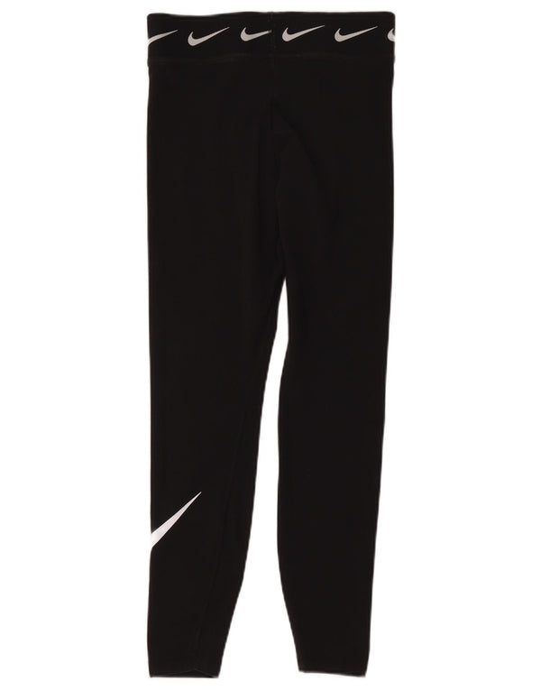 Nike Womens Graphic Crop Leggings UK 12 Mittelschwarze Baumwolle