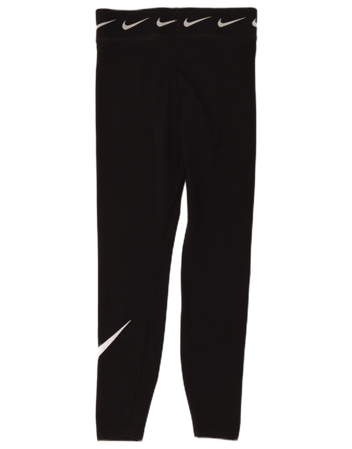 Nike Womens Graphic Crop Leggings UK 12 Mittelschwarze Baumwolle