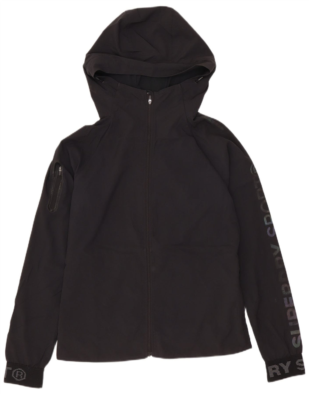 Superdry Damen-Windbreakerjacke mit Kapuze, UK 8, Größe S, Schwarz, Polyester