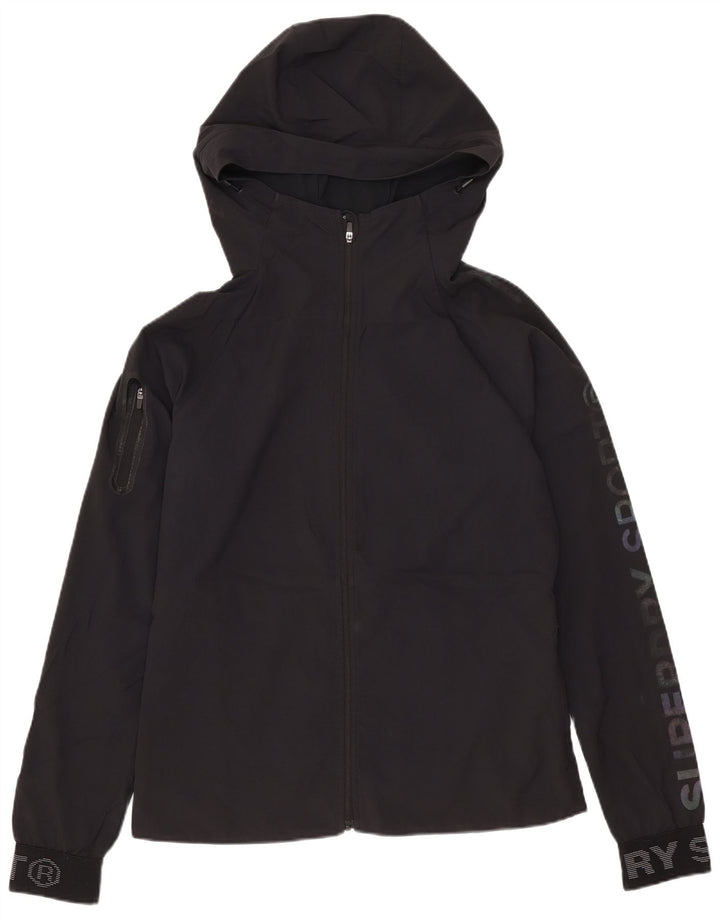 Superdry Damen-Windbreakerjacke mit Kapuze, UK 8, Größe S, Schwarz, Polyester