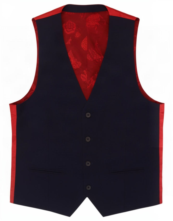 Ted Baker Herrenweste mit 4 Knöpfen, UK 36, Größe S, Marineblau, Colourblock-Wolle