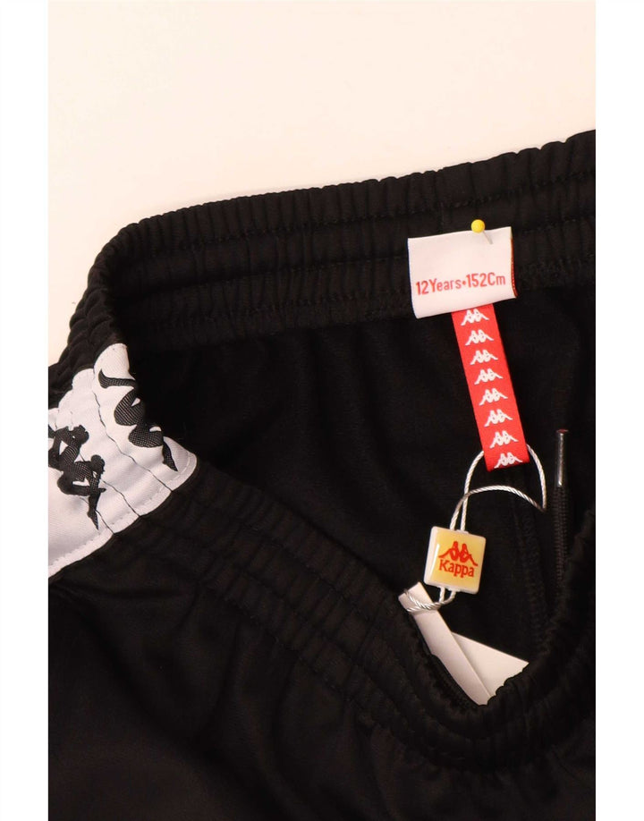 Kappa Grafik-Sportshorts für Jungen, 11–12 Jahre, schwarzes Farbblock-Polyester