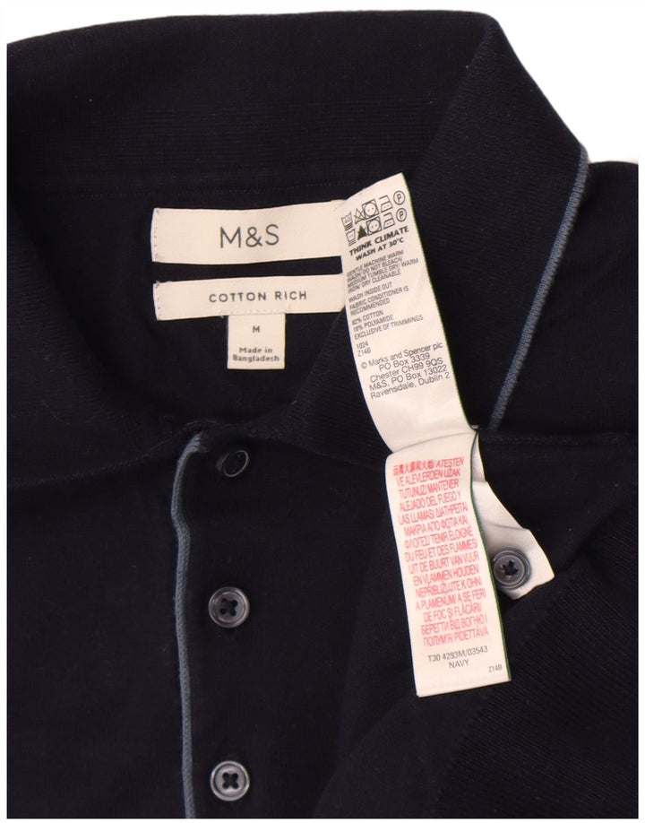 Marks & Spencer Herren-Poloshirt, mittelmarineblaue Baumwolle