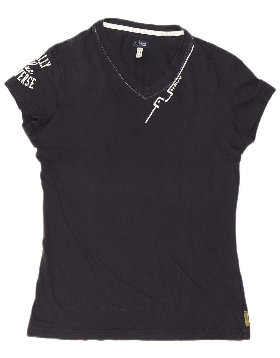 Armani Jeans Herren-T-Shirt mit Grafik, mittlere marineblaue Baumwolle