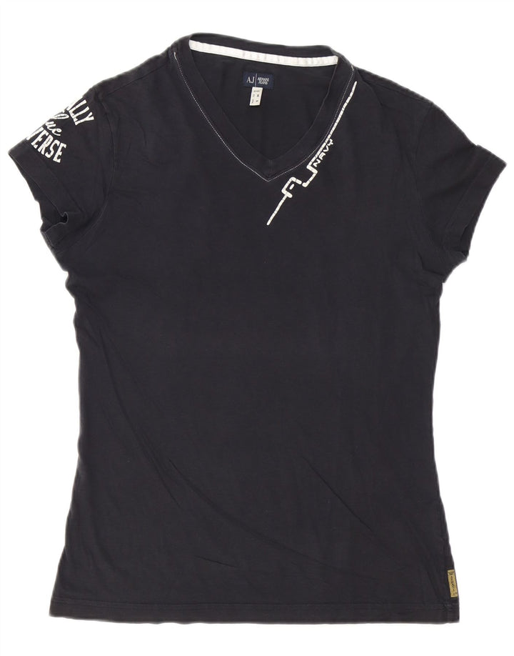 Armani Jeans Herren-T-Shirt mit Grafik, mittlere marineblaue Baumwolle