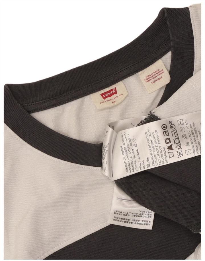 Levi's Damen Crop Oversize Graphic T-Shirt Top UK 6 XS Schwarz gestreift