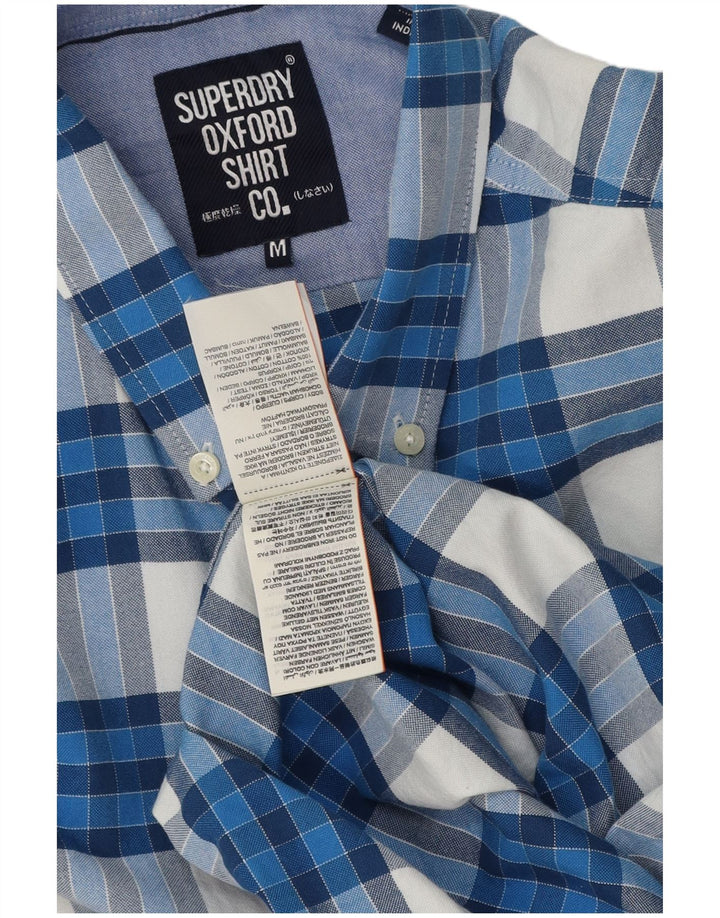 Superdry Herren-Kurzarmhemd aus mittelblau karierter Baumwolle
