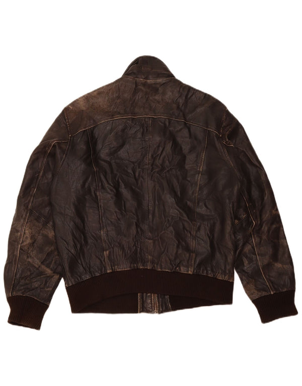 VINTAGE Damen Lederjacke UK 18 XL Braunes Leder