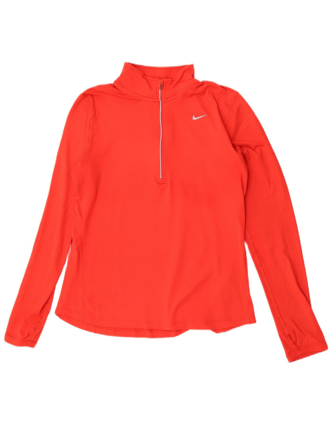 Nike Damen-Pullover-Trainingsanzugoberteil mit Reißverschluss und Halsausschnitt, UK 14, mittelrotes Polyester