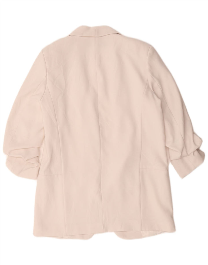 Zara Damen-Blazer mit 3/4-Ärmeln, offen, UK 14, Mittelweiß, Polyester