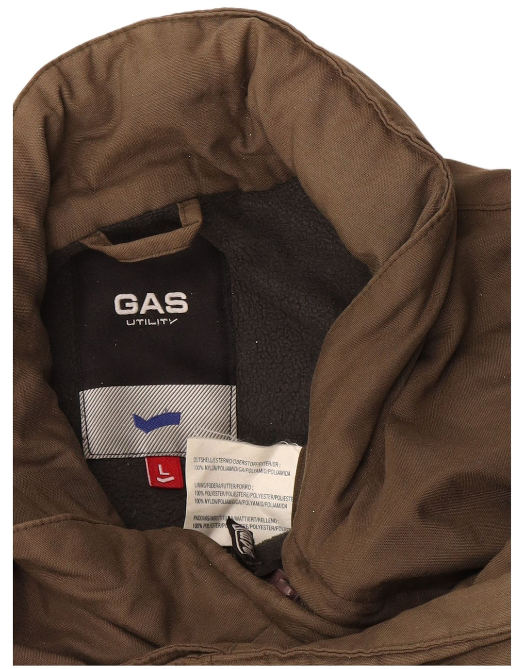 Gas Herren-Utility-Jacke mit Kapuze, UK 40, großes braunes Nylon